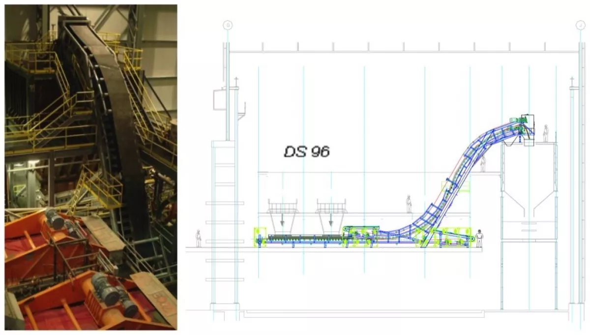 Fig. 10: The third of the three DSI Snake conveyors at the Victoria project – all three conveyors resulted in less building space requirement and save on heating.
