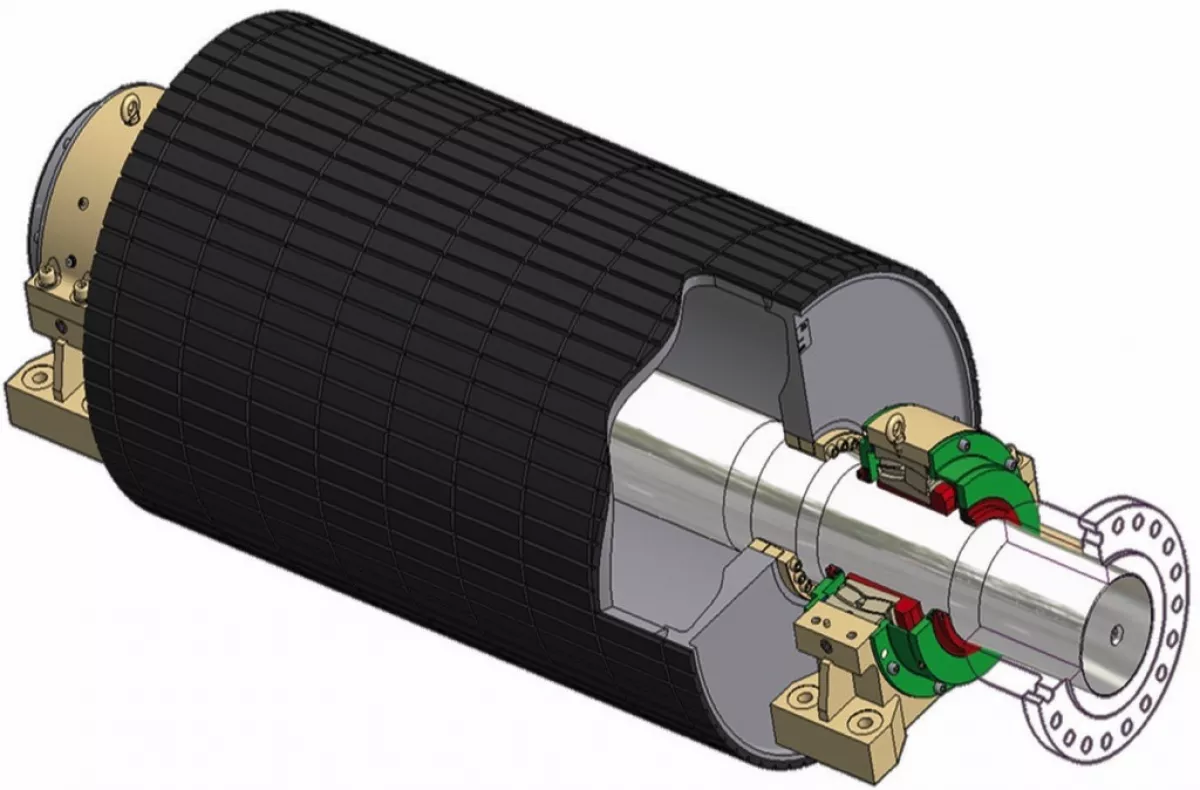 Fig. 4 : Drive pulley with connencting flange for the motors rotor. (Picture: © Takraf)
