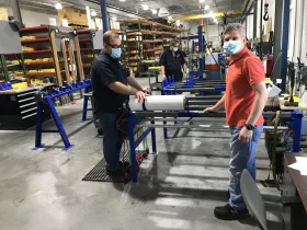 Jay Graham and Charlton Jernigan have been supervising production and repair activities while maintaining “social distancing” and wearing face masks.
