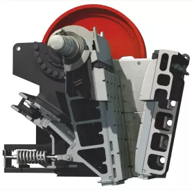 Fig. 5: Primary crushing is done by a Sandvik CJ series jaw crusher.

