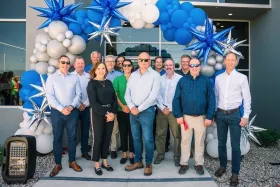 Mark Duncan, Bill Fath, Jon Stanton, Ermanno Simonutti, Charlie Stone, and Mathias Kuhrke cut the ribbon at the Grand Opening ceremony. (Picture: ©The Wire Group PLC)
