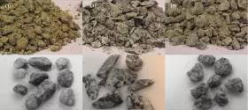 Fig. 2: Different types of fine aggregates: (1) High-quality, 0/8 mm natural glaciofluvial sand from Norway; (2) Low-quality, 0/8 mm co-generated material of coarse crushed aggregate production (should not be called crushed or manufactured sand); (3) High-quality, 0/8 mm crushed sand, produced using an optimized crushing circuit and VSI shaping. (Picture: © Rolands Cepuritis)
