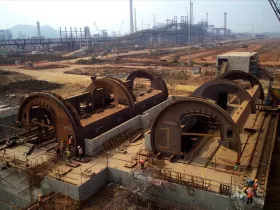 Fig. 3: Two tandem tipplers under erection at Tata steels Kalinganagar site, Odisha, India.
