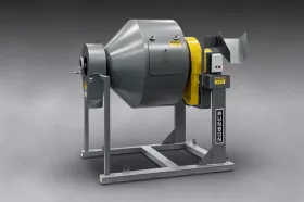 Munson's Rotary Batch Mini Mixer features&nbsp;internal surfaces of abrasion-resistant steel, including proprietary mixing flights welded to the rotating drum. (Picture: ©Munson Machinery Company, Inc.)
