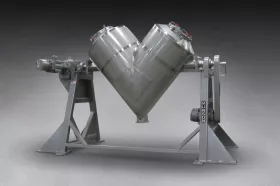 Model VB-60-SSIS Vee-Cone Blender achieves uniform blends more gently, sanitises more rapidly, and discharges more thoroughly using less energy than agitated blenders. (Picture: Munson Machinery Company, Inc.)

